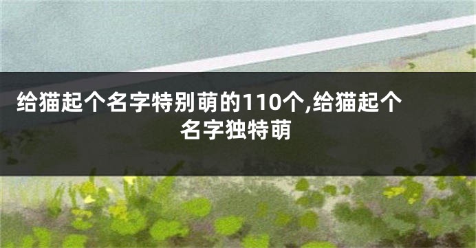给猫起个名字特别萌的110个,给猫起个名字独特萌