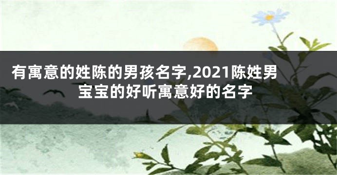 有寓意的姓陈的男孩名字,2021陈姓男宝宝的好听寓意好的名字