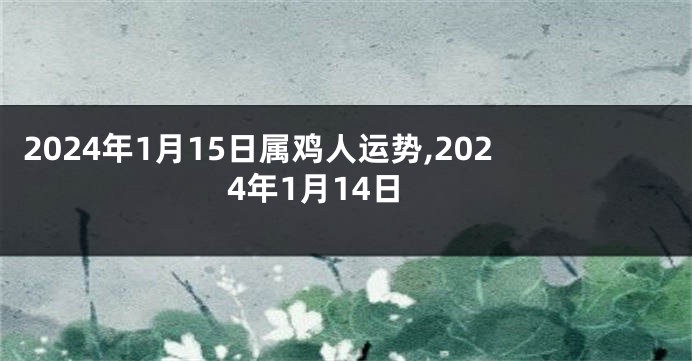 2024年1月15日属鸡人运势,2024年1月14日