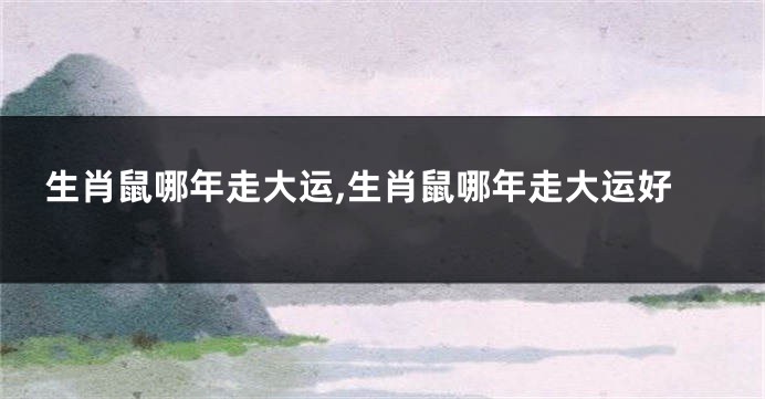 生肖鼠哪年走大运,生肖鼠哪年走大运好