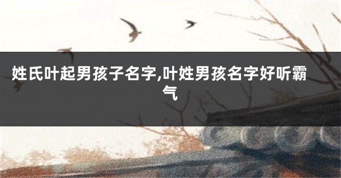 姓氏叶起男孩子名字,叶姓男孩名字好听霸气
