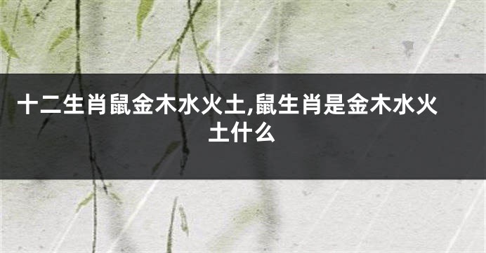 十二生肖鼠金木水火土,鼠生肖是金木水火土什么