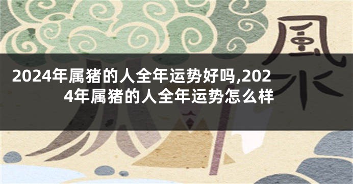 2024年属猪的人全年运势好吗,2024年属猪的人全年运势怎么样