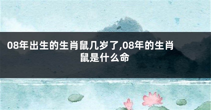 08年出生的生肖鼠几岁了,08年的生肖鼠是什么命