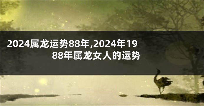 2024属龙运势88年,2024年1988年属龙女人的运势