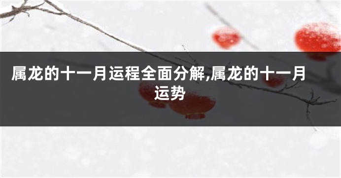 属龙的十一月运程全面分解,属龙的十一月运势