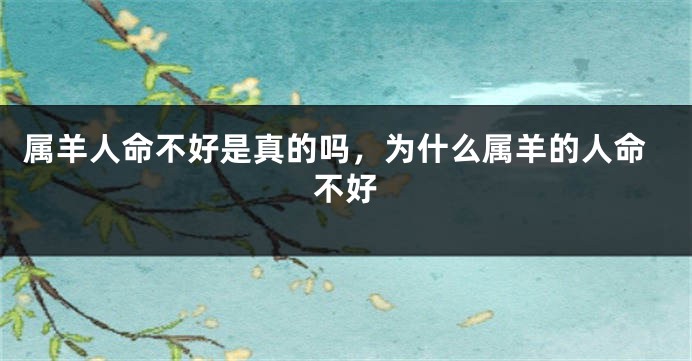 属羊人命不好是真的吗，为什么属羊的人命不好