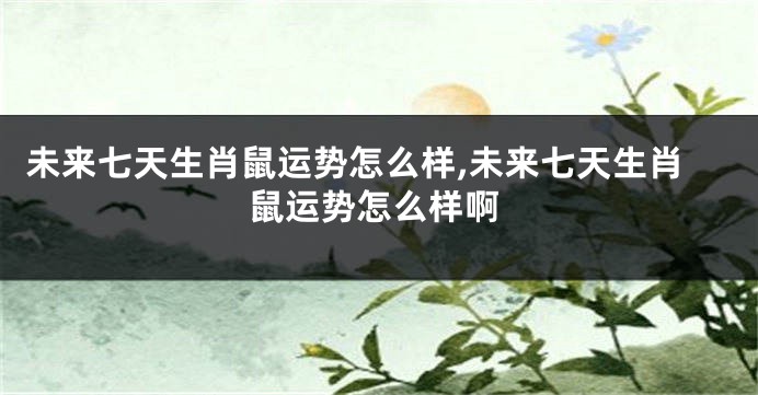 未来七天生肖鼠运势怎么样,未来七天生肖鼠运势怎么样啊
