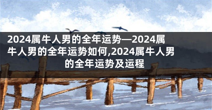 2024属牛人男的全年运势—2024属牛人男的全年运势如何,2024属牛人男的全年运势及运程