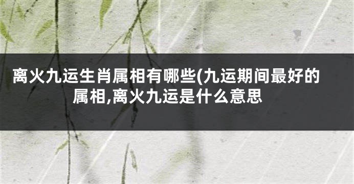 离火九运生肖属相有哪些(九运期间最好的属相,离火九运是什么意思