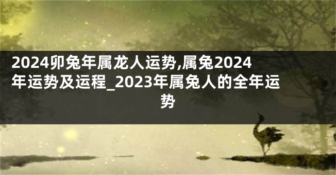 2024卯兔年属龙人运势,属兔2024年运势及运程_2023年属兔人的全年运势
