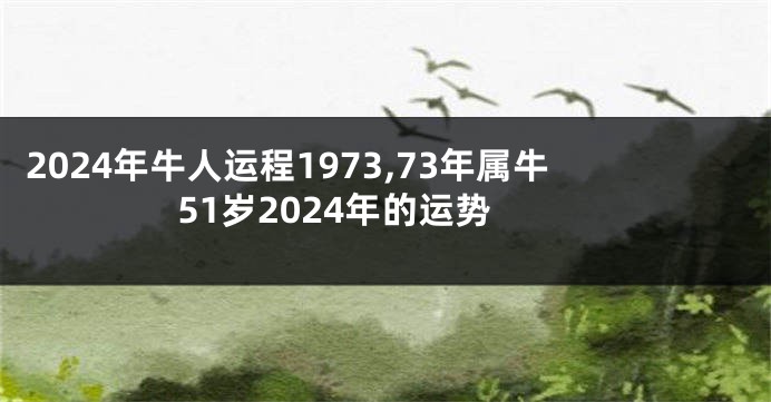 2024年牛人运程1973,73年属牛51岁2024年的运势