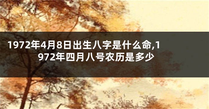 1972年4月8日出生八字是什么命,1972年四月八号农历是多少