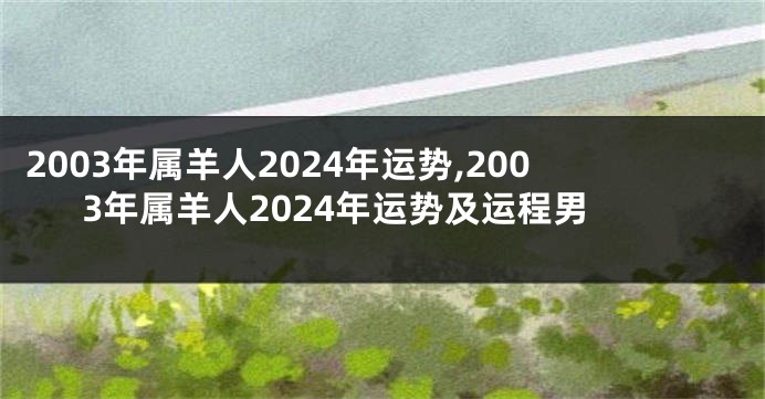 2003年属羊人2024年运势,2003年属羊人2024年运势及运程男