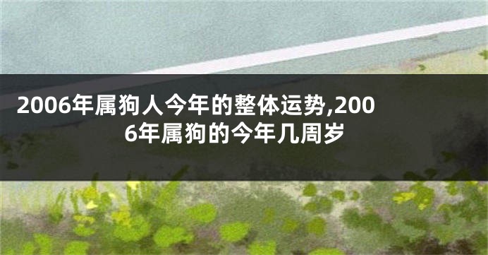 2006年属狗人今年的整体运势,2006年属狗的今年几周岁