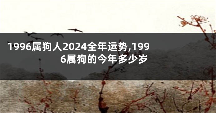 1996属狗人2024全年运势,1996属狗的今年多少岁