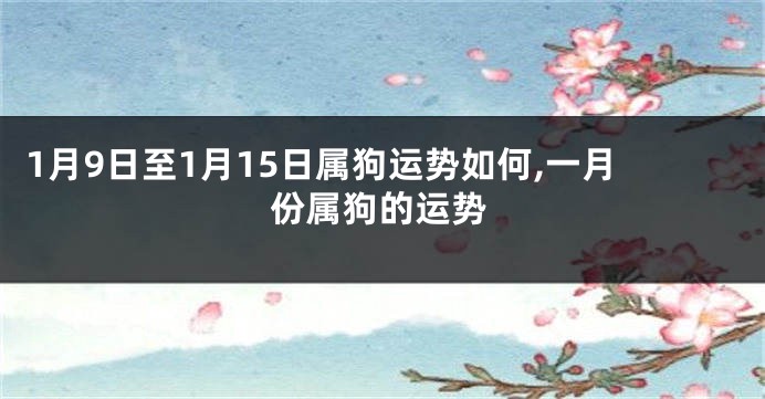 1月9日至1月15日属狗运势如何,一月份属狗的运势