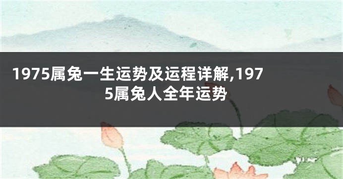 1975属兔一生运势及运程详解,1975属兔人全年运势