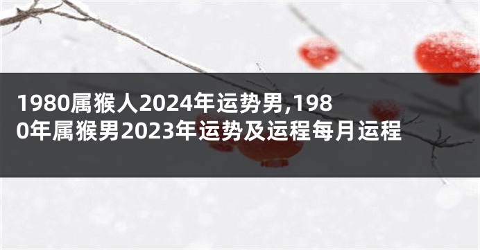 1980属猴人2024年运势男,1980年属猴男2023年运势及运程每月运程
