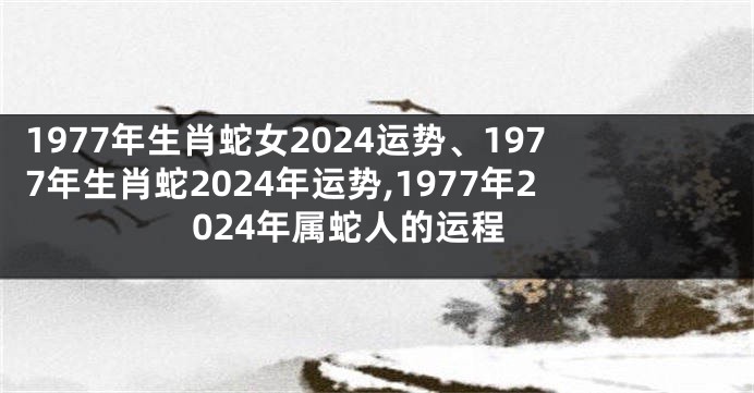 1977年生肖蛇女2024运势、1977年生肖蛇2024年运势,1977年2024年属蛇人的运程