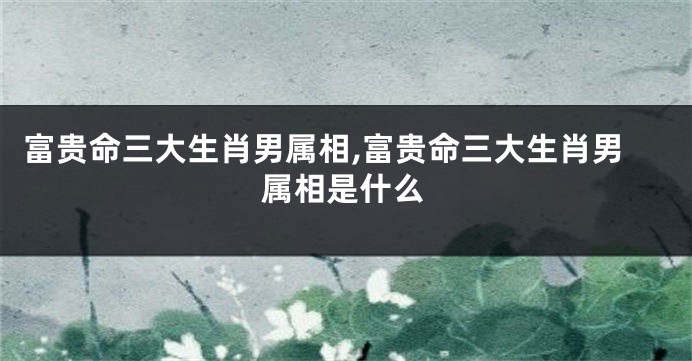富贵命三大生肖男属相,富贵命三大生肖男属相是什么