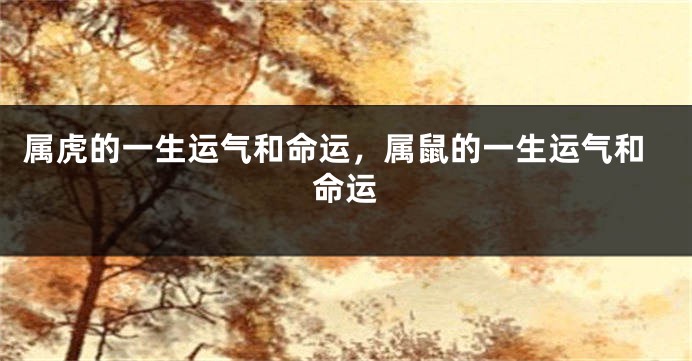 属虎的一生运气和命运，属鼠的一生运气和命运