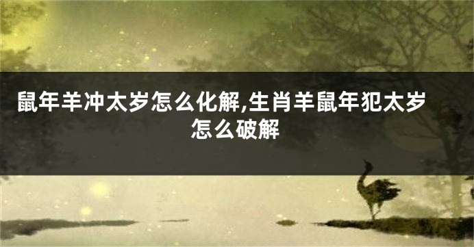鼠年羊冲太岁怎么化解,生肖羊鼠年犯太岁怎么破解