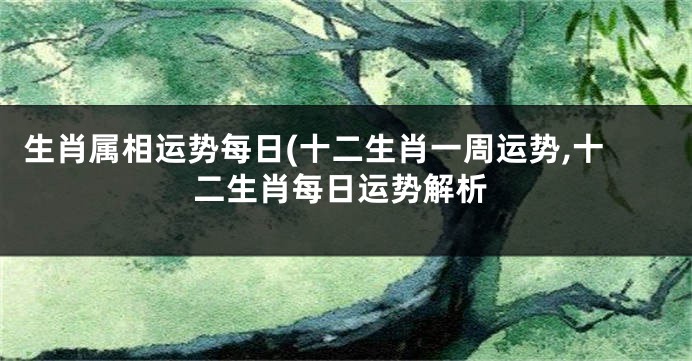 生肖属相运势每日(十二生肖一周运势,十二生肖每日运势解析