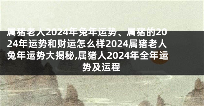 属猪老人2024年兔年运势、属猪的2024年运势和财运怎么样2024属猪老人兔年运势大揭秘,属猪人2024年全年运势及运程