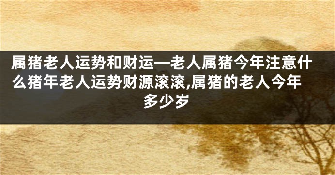属猪老人运势和财运—老人属猪今年注意什么猪年老人运势财源滚滚,属猪的老人今年多少岁