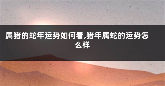 属猪的蛇年运势如何看,猪年属蛇的运势怎么样