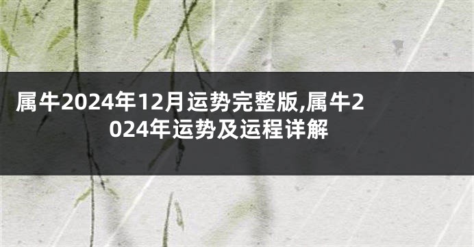 属牛2024年12月运势完整版,属牛2024年运势及运程详解