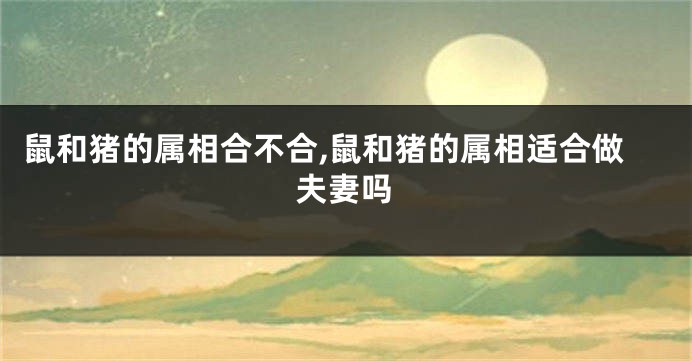 鼠和猪的属相合不合,鼠和猪的属相适合做夫妻吗