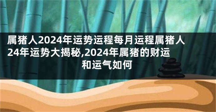 属猪人2024年运势运程每月运程属猪人24年运势大揭秘,2024年属猪的财运和运气如何