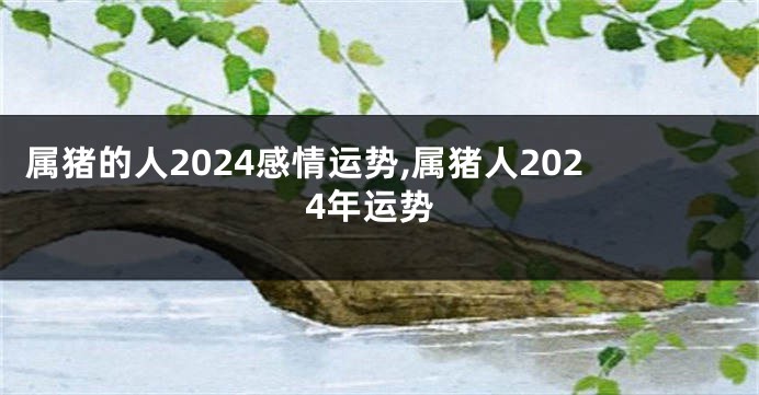 属猪的人2024感情运势,属猪人2024年运势