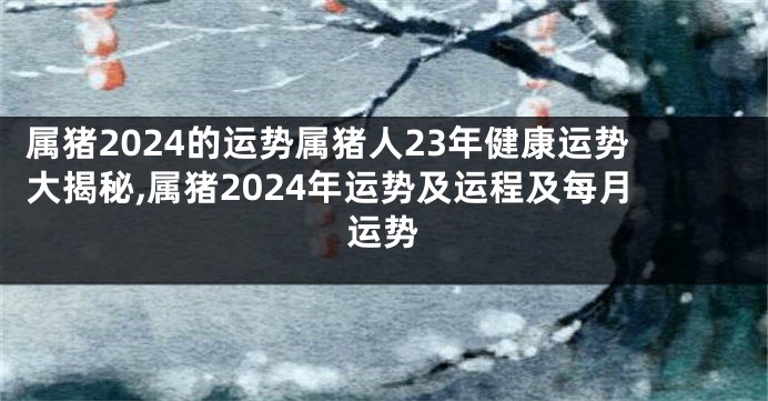 属猪2024的运势属猪人23年健康运势大揭秘,属猪2024年运势及运程及每月运势