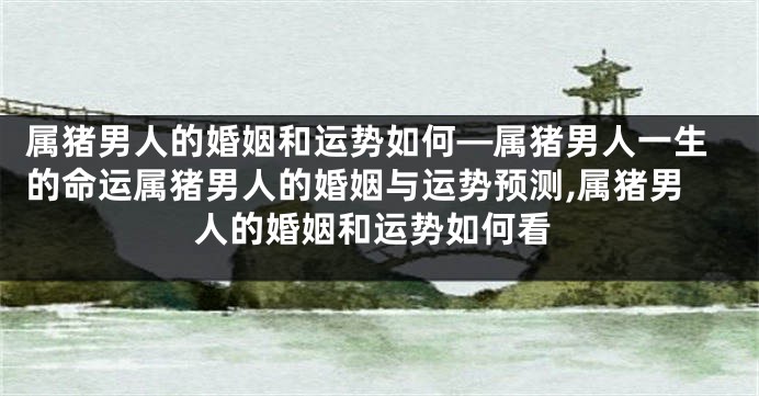 属猪男人的婚姻和运势如何—属猪男人一生的命运属猪男人的婚姻与运势预测,属猪男人的婚姻和运势如何看