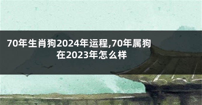 70年生肖狗2024年运程,70年属狗在2023年怎么样