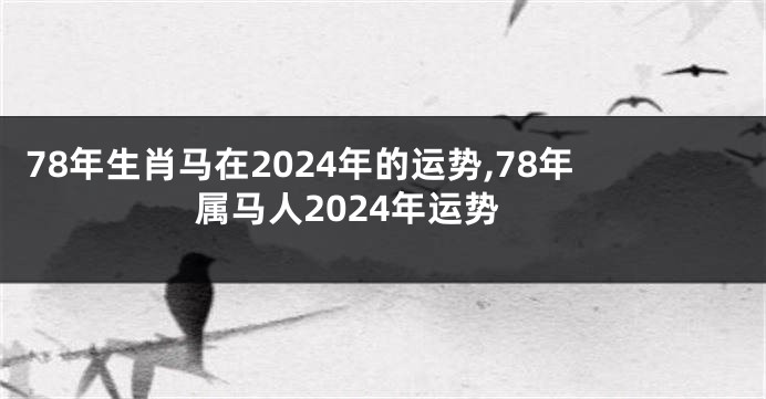 78年生肖马在2024年的运势,78年属马人2024年运势