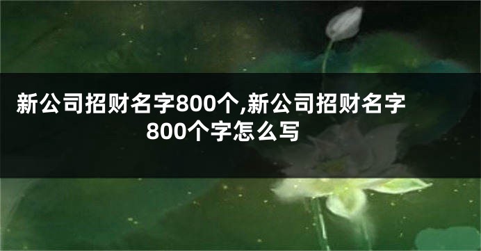 新公司招财名字800个,新公司招财名字800个字怎么写