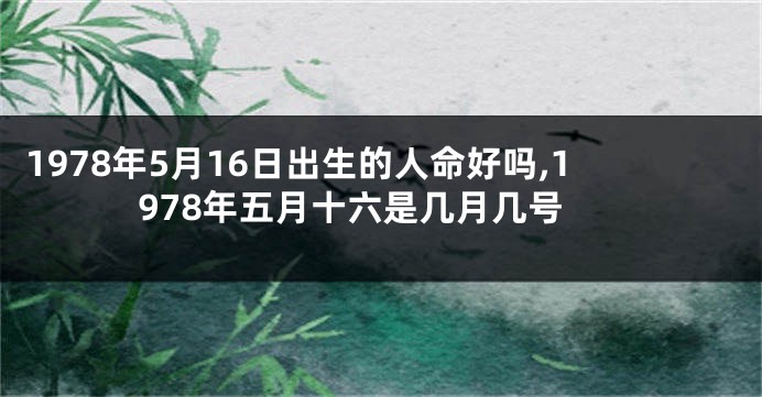 1978年5月16日出生的人命好吗,1978年五月十六是几月几号