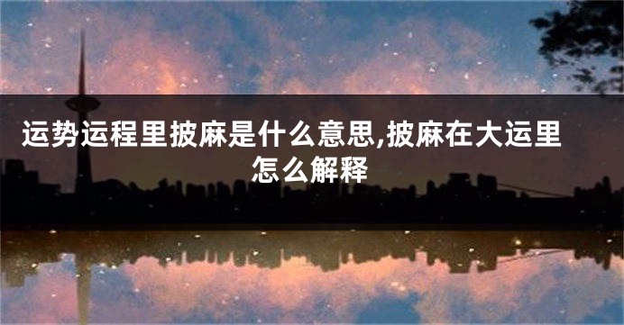 运势运程里披麻是什么意思,披麻在大运里怎么解释