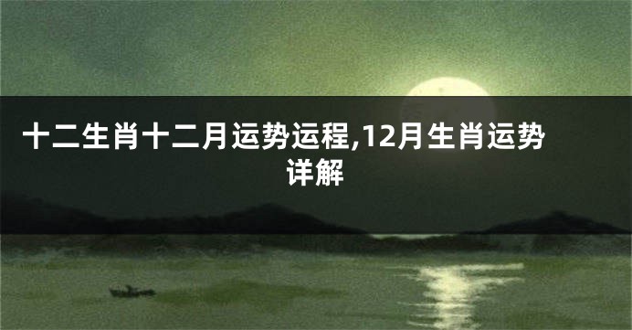 十二生肖十二月运势运程,12月生肖运势详解