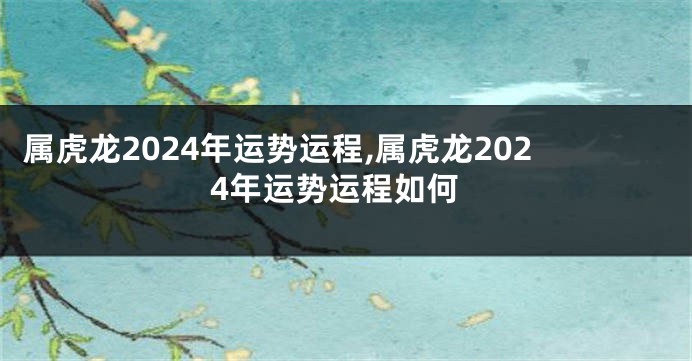 属虎龙2024年运势运程,属虎龙2024年运势运程如何