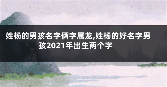 姓杨的男孩名字俩字属龙,姓杨的好名字男孩2021年出生两个字