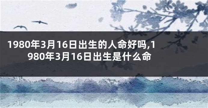 1980年3月16日出生的人命好吗,1980年3月16日出生是什么命