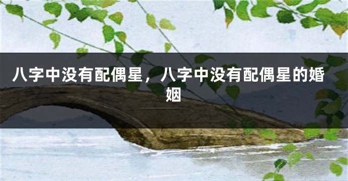 八字中没有配偶星，八字中没有配偶星的婚姻
