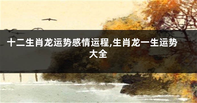 十二生肖龙运势感情运程,生肖龙一生运势大全