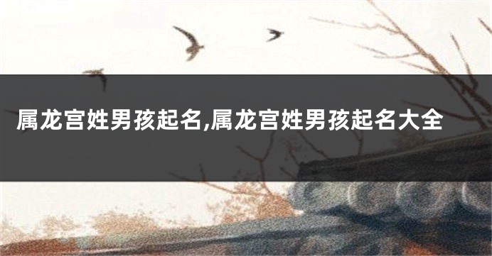 属龙宫姓男孩起名,属龙宫姓男孩起名大全