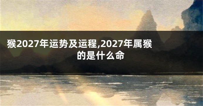 猴2027年运势及运程,2027年属猴的是什么命